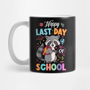 Happy Last Day of School Kid Teacher Cute raccoon Graduation Mug